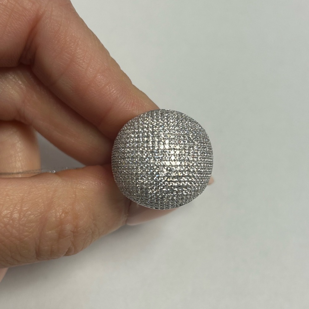 Suzy Levian Sterling Silver White CZ Pave Dome Ring NWT